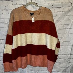 a.n.a Colorblock Sweater in Orange and Cream